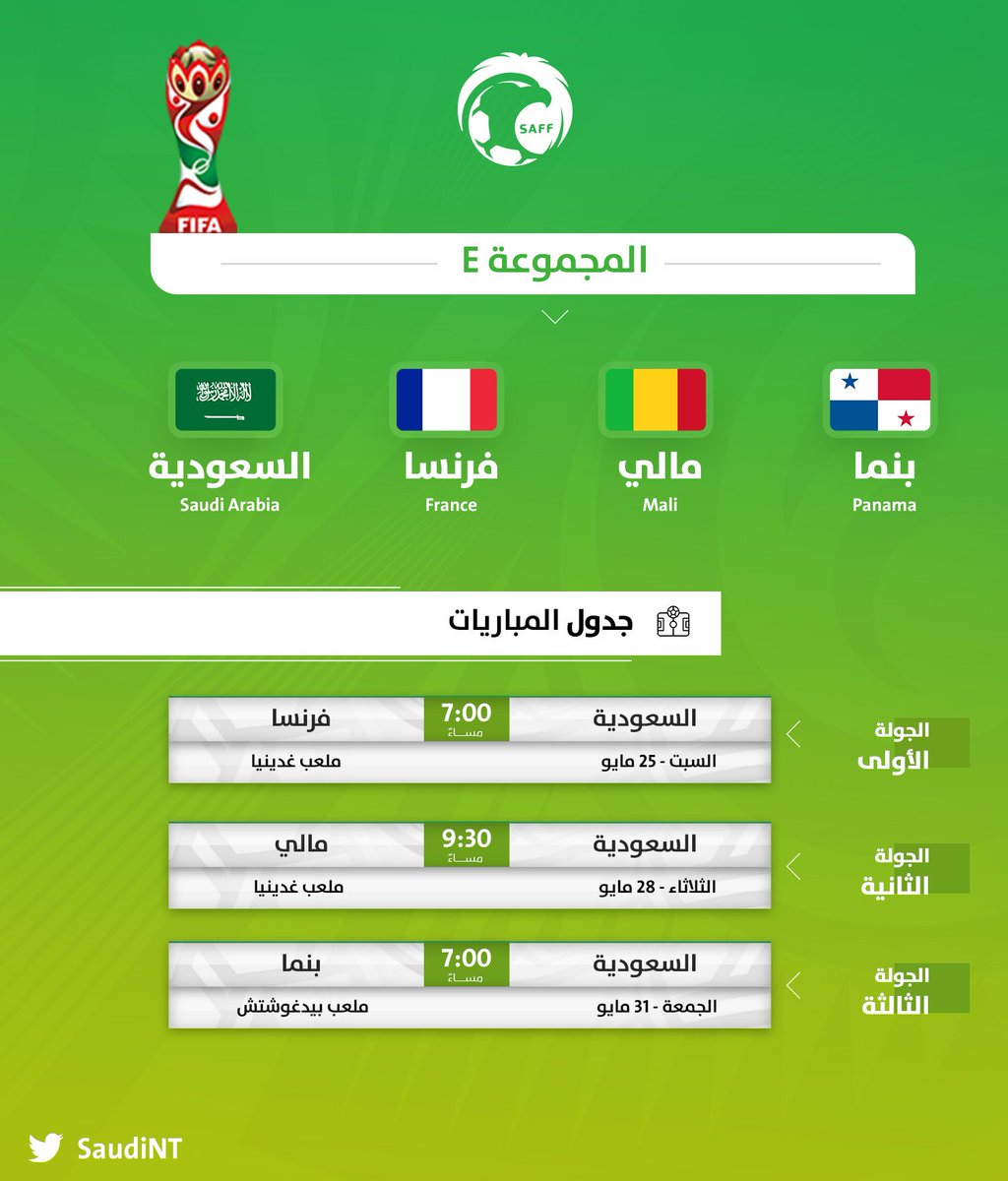 أخبار بالصورة تعرف على مواعيد مباريات المنتخب السعودي في كاس العالم للشباب 2019 شووت